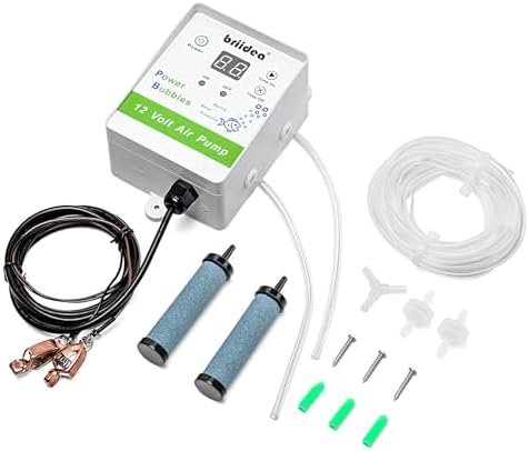 briidea NEW Generation, Aerator for Bait Bucket, 12 Volt Livewell Aerator Pump System with Pump Timing Cycle Function, Dual Outlet & Dual Air Pumps, Boosts Power & Extends Live Bait Freshness by briidea