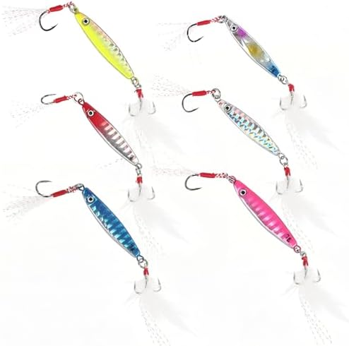 Jigs Fishing Lures Lead Spoons: Saltwater Fishing Micro Jigging Bait with Ultra-Sharp Hooks for Bass Tuna Salmon Grouper by Vefungyan
