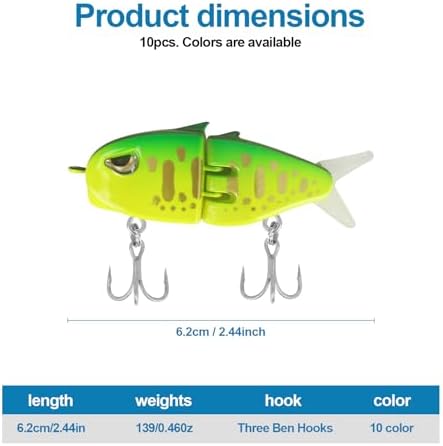 Popper Top Water Fishing Lure: Whopper Fishing Lures with Floating Rotating Tail Barb Treble Hooks Saltwater Freshwater for Bass - Image 3