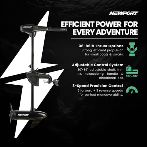 Newport NV-Series Thrust Saltwater Transom Mounted Trolling Electric Trolling Motor w/LED Battery Indicator - Image 2