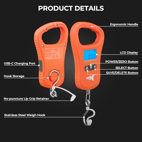 KastKing ToughTide USB Charging Fishing Scale, Fishing Gear, Orange - Image 6