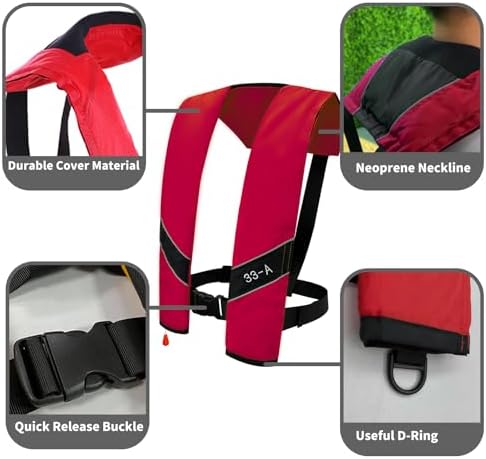 Manual Inflatable Life Jacket,Preserver PFD for Adults,Life Vest for Adults,Supports Weight up to 330 pounds - Image 2