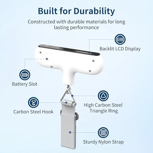 Ultrean Luggage Scale with Power Display, 110lb Digital Suitcase Weight Scale for Travel, Portable Handheld Baggage Scale with Ergonomic Curved Handle, Battery Included - Image 5