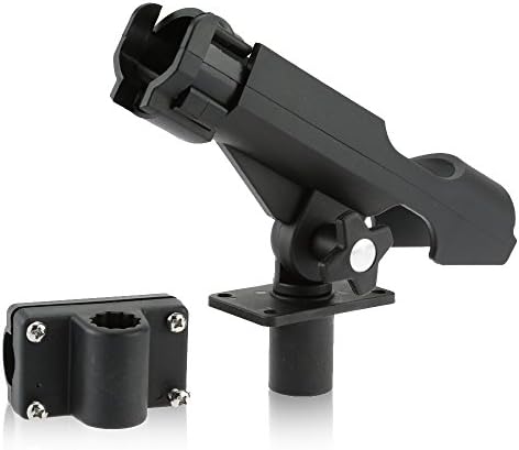 HiUmi Adjustable Black Fishing Rod Holder for Boat Kayak Swivel Side Mount Kits Tackle - Image 4