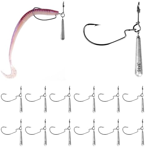OJYDOIIIY Jika/Tokyo Rig (10/12 PCs) - Drop Shot Style Fishing Rigs with Weedless EWG Hooks (1/8 3/16 1/4 3/8 1/2oz) | Replaceable Hooks & Weights by OJYDOIIIY