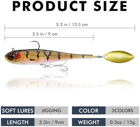 TRUSCEND Shadtale Easy Catch Soft Fishing Lures with BKK Hooks - Trembly Sinking and Vibrating Swim for More Bites, Pre-Rigged Swimbaits for Bass, Trout, Crappie, Walleye, Freshwater Saltwater Fishing - Image 2