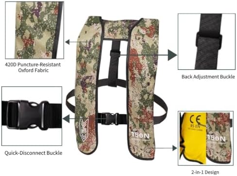 Automatic Inflatable Life Jacket | Low Profile PFD for Adults | Compact Design Self Inflating Life Vest | Supports up to 330 lbs - Image 4