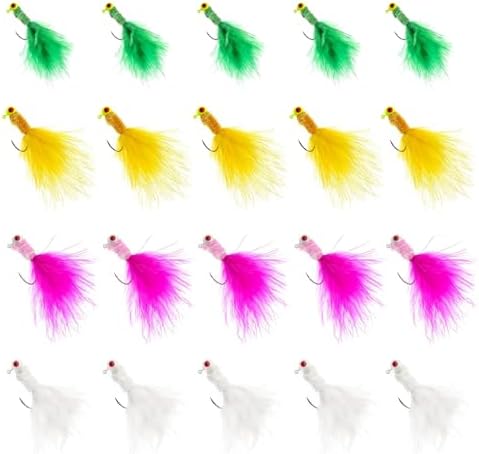 Fishing Jigs Kit Bucktail Jigs Hair Swimbait Heads Marabou Feather by Ghanneey