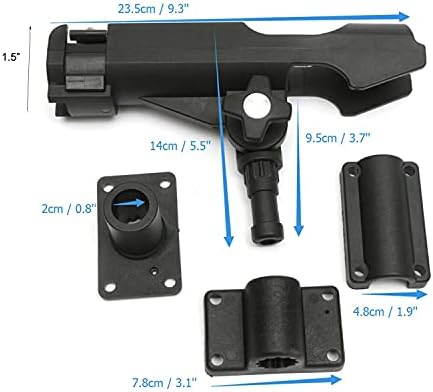 HiUmi Adjustable Black Fishing Rod Holder for Boat Kayak Swivel Side Mount Kits Tackle - Image 5