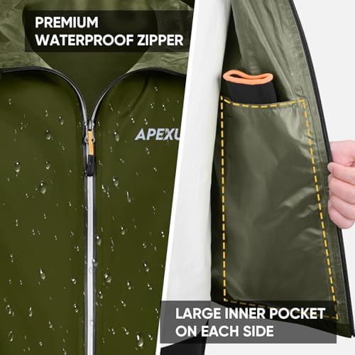 APEXUP Packable Rain Jacket Men Waterproof Lightweight Raincoat with Hood - Image 4
