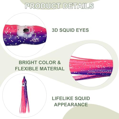 Fishing Squid Skirts, Glow Soft Plastic Trolling Lures Luminous -Fitting for (Bass/Trout/Salmon/Saltwater/Fishing Bait) - Image 3