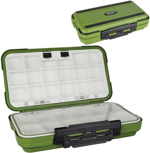 small tackle box, mini waterproof fishing tackle box organizer, double sided organizer travel box(L Green) by KEESHINE