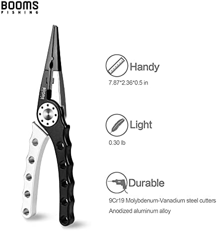 Booms Fishing X1 Aluminum Fishing Pliers Saltwater, Surf Fishing Tackle Kit, Fishing Multitool Hook Remover Braided Fishing Line Cutting and Split Ring with Coiled Lanyard and Sheath - Image 4