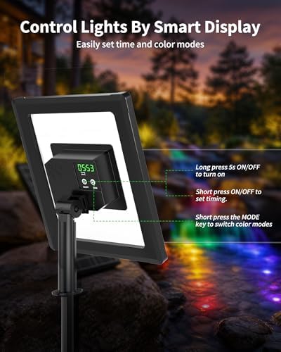 POPOSOAP 4W Solar Pond Lights with Remote Control, RGB Multi-Color Underwater Solar Lights with Timer & Memory Function for Pond, Fountain, Pool, Garden, Aquarium(3 Headlamp)-P64WC - Image 4