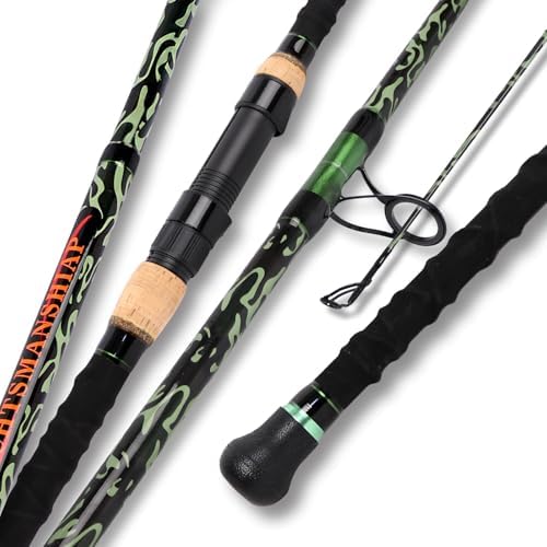 Fiblink Surf Fishing Rod,Carbon Fiber Spinning Beach Surf Rod,2Piece/3Piece/4Piece Travel Fishing Rod,Green Camouflage Pattern Design,Surf Fishing 9'6"/10'/12'/15' by Fiblink