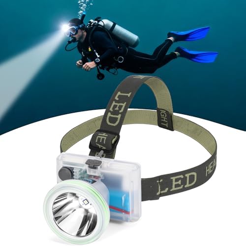 Rechargeable Diving Headlamp, 4 Modes, 20H Runtime, Lightweight Scuba Dive Light, 4000mA Battery with USB Charger Cable by Venlon
