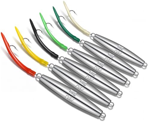 6 Pcs 2oz A17 Diamond Jigs Saltwater Fishing Lures Flat Metal Jigging Spoon Baits for Surf Fishing Bottom Bouncing Sinking Casting Vertical Ocean Lures for Bluefish Striper Tuna Freshwater by Unknown
