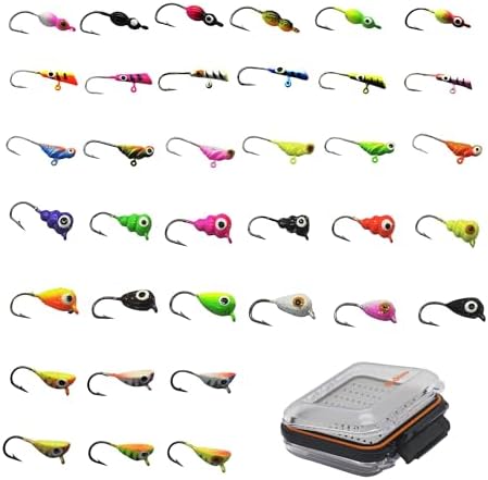 Alichino Ice Fishing Jig Set Ice Fishing Lures Micro Jig Head Hook Set for Panfish, Crappie, Walleye, Perch, Trout, Bluegill by ALICHINO