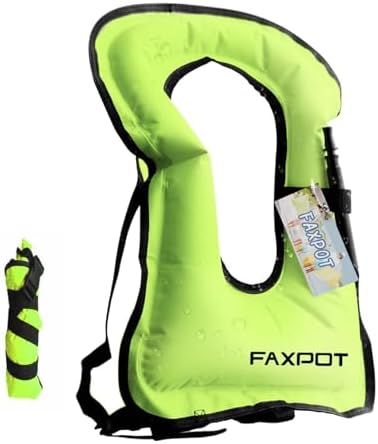 Snorkel Vest, Adults Portable Kayaking Buoyancy Inflatable Swim Vest Jackets, Diving Surfing Adjustable Snorkeling Vest Swimming Jacket for Outdoor Water Sports Fun Safety by Faxpot