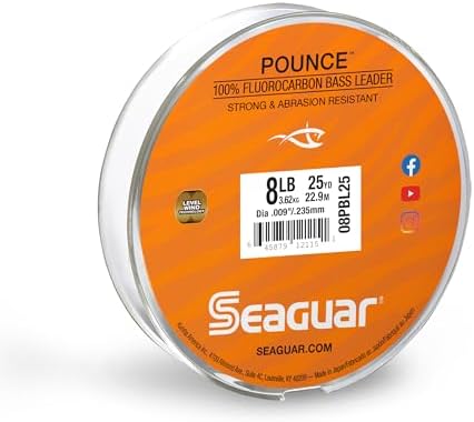 Seaguar Pounce Bass Fishing Leader Line, Freshwater, 100% Fluorocarbon, 25yd Spool, Clear, Multiple Sizes - Image 2