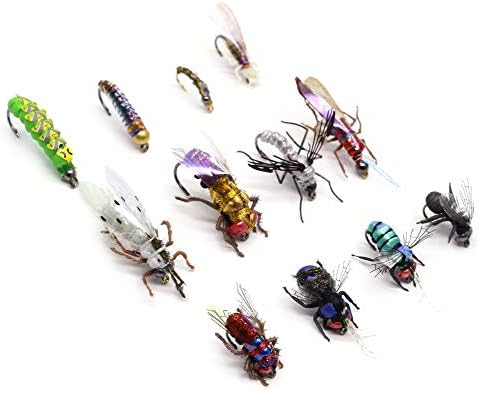 YZD Fly Fishing Flies Realistic Dry Wet Nymph Trout Flies Hand Tie Lures Kits 12/26/48 Pcs… by YZD