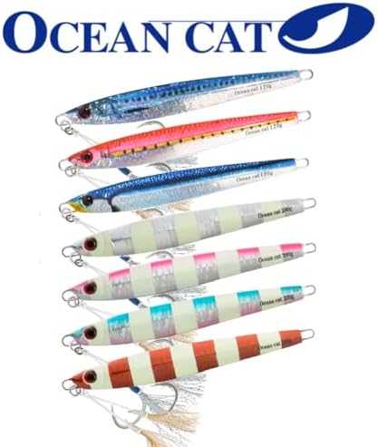 OCEAN CAT 1 PC Slow Fall Pitch Fishing Lures Sinking Lead Metal Flat Jigs Jigging Baits with Hook for Saltwater Fishing 4 Colors 160G/200G - Image 5