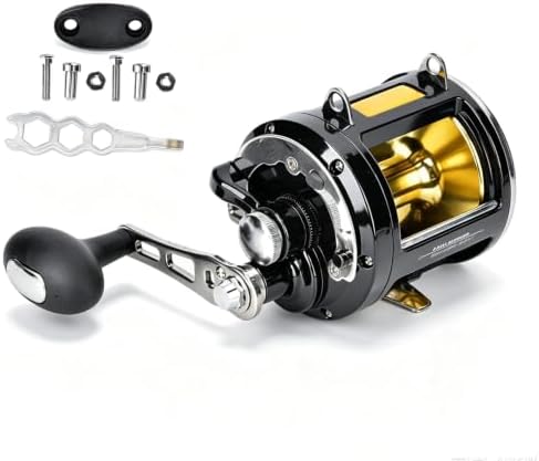 TR12000 Trolling Fishing Reel, 3.4:1 Gear Ratio Metal Fish Reel by HERCHR