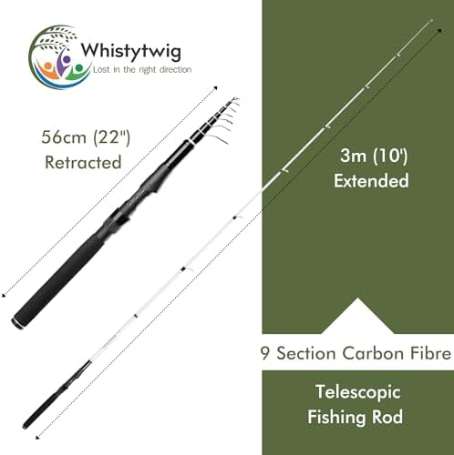Whistytwig Carbon Fiber Telescopic Fishing Rod - Portable Collapsible Design for Travel and Adventure - Versatile Saltwater and Freshwater Fishing Pole - Image 2