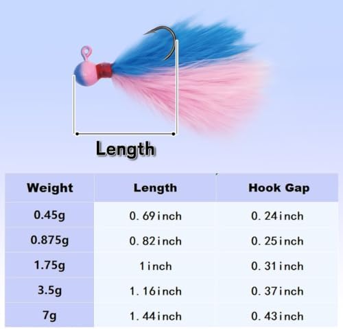 Natufish Crappie Jigs 5Pcs Hand Tied Marabou Jigs for Freshwater Fishing - Image 3