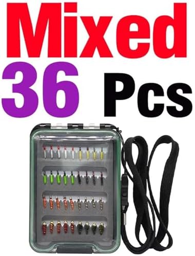 2 Set Fly Fishing Flies Kit with Waterproof Box for Bass Trout Salmon Hand-Tied Dry Nymphs Streamers - Image 2