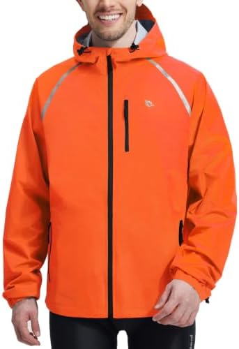 baleaf Men's Rain Jacket Waterproof Hood Lightweight Reflective Packable by baleaf