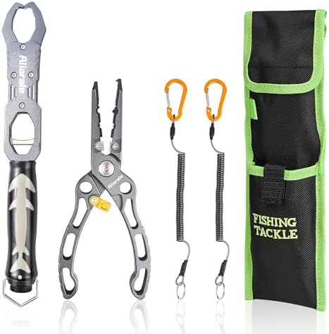 Fishing Pliers,Fish Lip Gripper & Scale Combo - Saltwater Resistant Fishing Tools Kit,Multitool Hook Remover and Split Ring Pliers with Sheath,Fishing Gear,Fishing Gifts for Men by Unknown