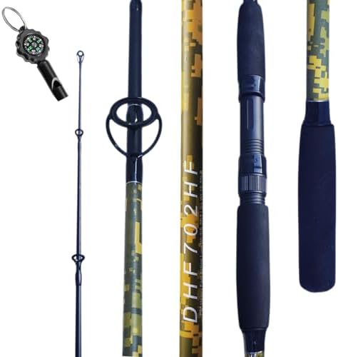Medium Heavy Spinning Fishing Rod, 7' & 7'6" Carbon Graphite & Fiberglass Composite Rod, EVA Split Grip, Boat Rod for Bass, Trout, Catfish, Walleye, Saltwater & Freshwater Fishing by KingKatch