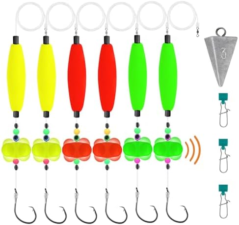 Catfish Rigs Set Pre-Tied Float Rigs – 6 Ready-to-Use Santee Rigs with Sinker Sliders & Pyramid Sinkers, Circle Hooks – Complete Catfish Fishing Tackle Kit for River Lake Bank Fishing by Unknown