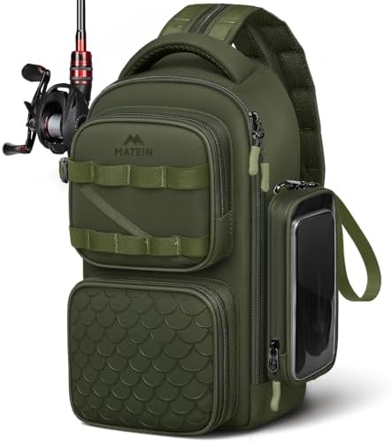 MATEIN Fishing Sling Bag with Phone Pouch, 3600 Tackle Box Backpack by MATEIN