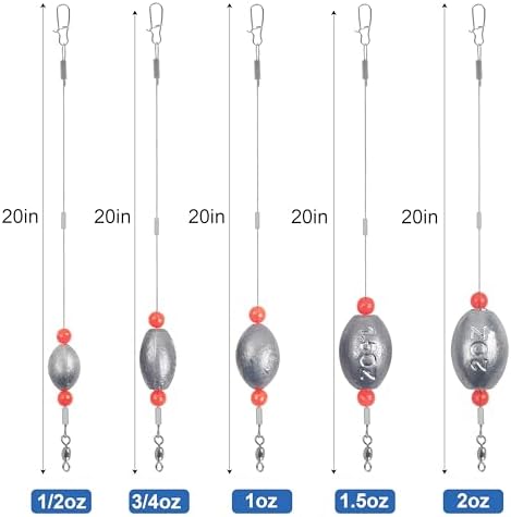Egg Sinkers Fishing Weight Rigs, 8pcs Stainless Steel Wire Leader Rigs with Sinker Weights Carolina Rig for Flounder Catfish Saltwater Fishing 1/2oz-2oz - Image 3