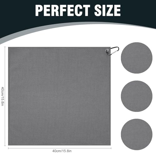 Puomue 3 Pack Microfiber Fishing Towels with Clip, 16" x 16", Waffle Pattern for Effective Cleaning of Fishing Gears or Dirty Hands, Perfect for Camping Towels and Hiking Towles (Grey, 16"x16") - Image 2