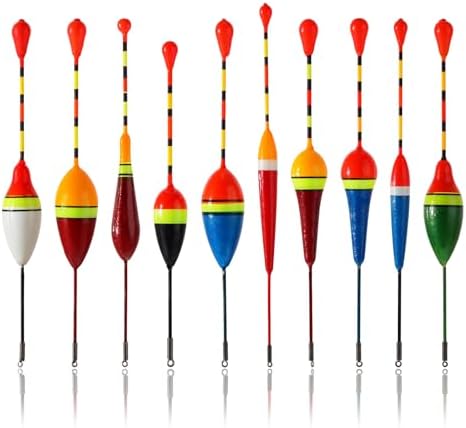 Giantree Fishing Floats Fishing Bobbers,10 Pcs Oval Trout Float Foam Fishing Floats Wood Slip Fishing Bobbers, Bobber Stopper Spring Stick Slip Floats Accessories for Catfish Trout Bass Fishing Line by Giantree