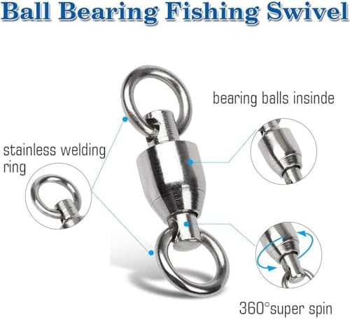 AMYSPORTS Ball Bearing Swivels Connector High Strength Stainless Steel Solid Welded Rings Barrel Swivels Saltwater Freshwater Fishing - Image 3