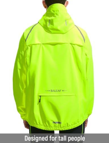 baleaf Men's Rain Jacket Waterproof Hood Lightweight Reflective Packable - Image 2