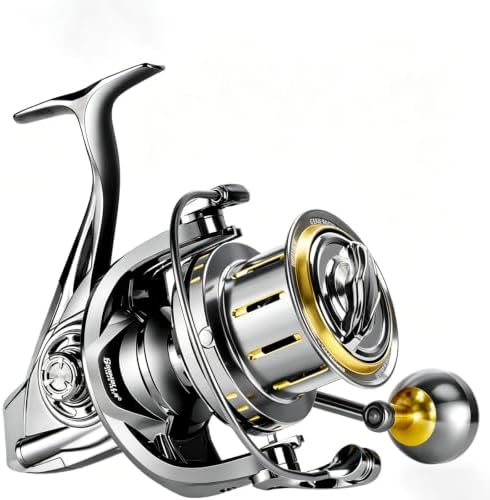 Heavy Duty Spinning Reel Metal Body with CNC Machined Spool 55LB Max Drag 6/8+1 Bearings Ultra Smooth 4.6/4.8:1 High Speed Gear Ratio Saltwater Freshwater Fishing Reel for 8000 to 14000 Series by SAMOLLAFishing