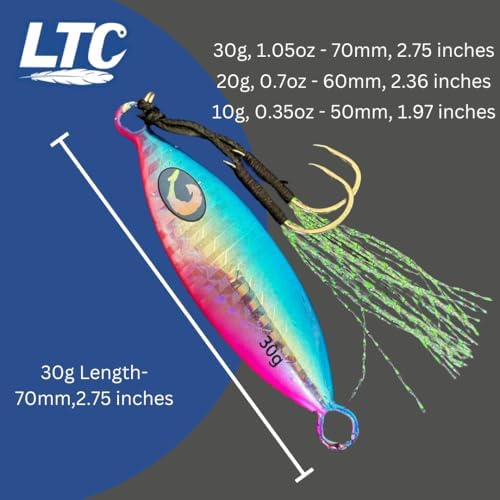 LightTackleCentral Micro Slow Pitch Jig, Multicolor Teardrop Shape, Casting and Jigging Spoon, Suitable for Fresh and Saltwater, Offshore to Ice Fishing - Image 3