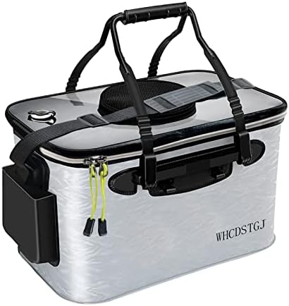 Transparent Lid Fishing Bucket, Portable Foldable Fishing Bucket, Bait Bucket, Fish Bucket, Live Bait Storage. (8 gallons) by WHCDSTGJ