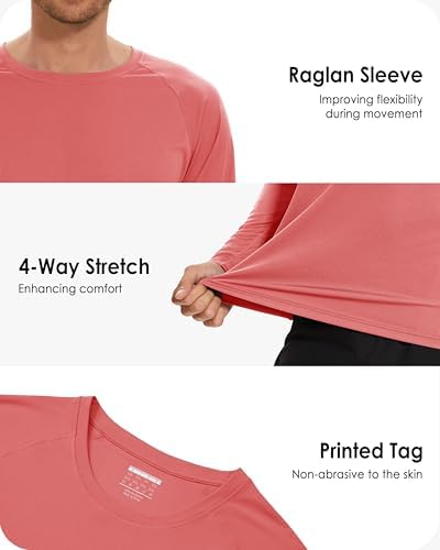 Boladeci Men's UPF 50+ Sun Protection UV SPF Shirts Long Sleeve Lightweight Quick Dry Swim T-Shirts Rash Guard - Image 5