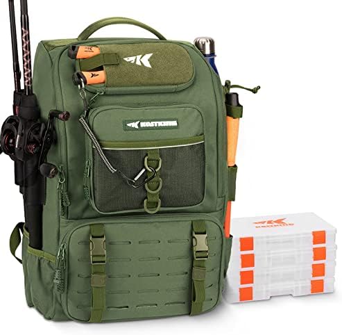 KastKing KarryAll Fishing Backpack with Rod Holder 4 Tackle Boxes, 40/26L by KastKing
