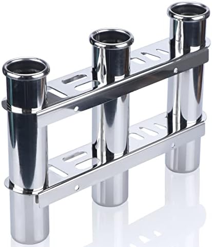 Fishing Rod Holder for Boat, Vertical Wall Mounted Fishing Rod Rack, Stainless Steel Rod Holder for Marine Boat,Fishing Boat, Truck (3 Tubes Upgrade) by XinKunmarine