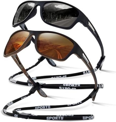 suoso Polarized Sports Sunglasses for Men: UV400 Protection Glasses Wrap Around Goggles for Driving Fishing by suoso