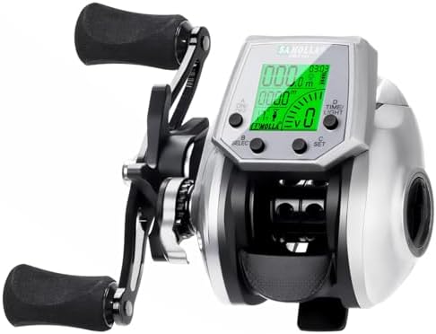 Line Counter Fishing Reels Digital Baitcasting Reel with LCD Display Samolla Baitcaster Reels 8oz Ultralight 7+1BB, 22LB Max Drag, 7.2:1 Gear Ratio, Compact Design for Freshwater Saltwater TX900 by SAMOLLAFishing