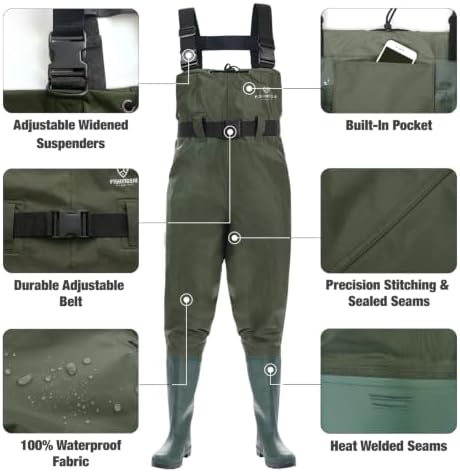 FISHINGSIR Waders for Men Waterproof Women Fishing Chest Wader with Boots - Image 3