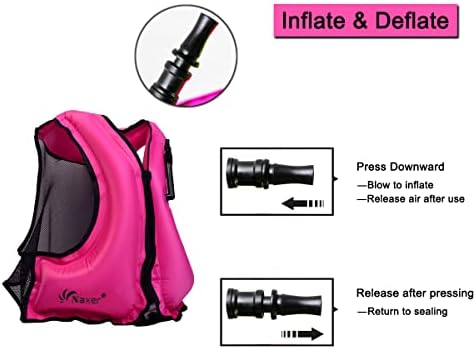 NAXER Inflatable Buoyancy Jackets Snorkel Vests for Adults Kayak Kayaking Snorkeling Suit 90-200 lbs Easy Swimming Boating Paddleboarding Water Sports - Image 5